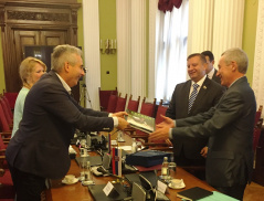 29 June 2018 Defence and Internal Affairs Committee member Milovan Drecun and the Deputy Chairman of the Russian Federation Council Committee on Foreign Affairs Andrei Klimov